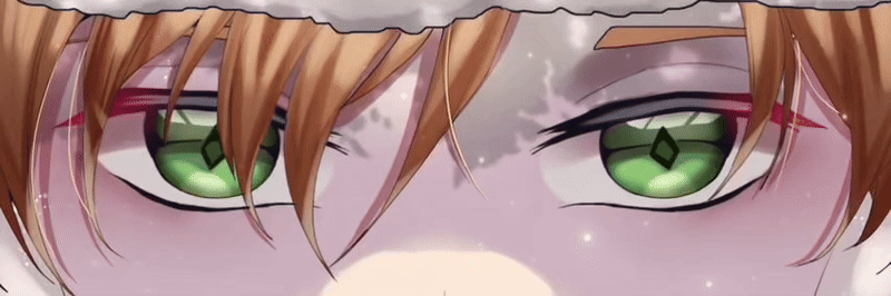 A boy with brown hair and green eyes, wearing a chicken hat, in anime style.